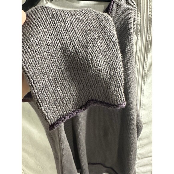 Natural Life Gray Knit Scoop Neck Relaxed Fit Sweater Size Medium Striped Trim - Picture 6 of 7